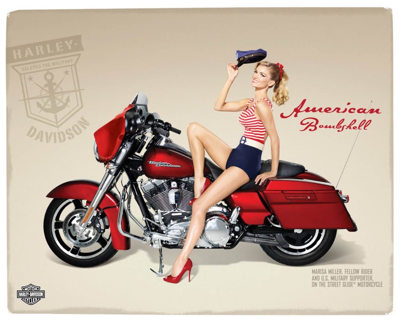 Harley Davidson und Marisa Miller danken der US-Armee
